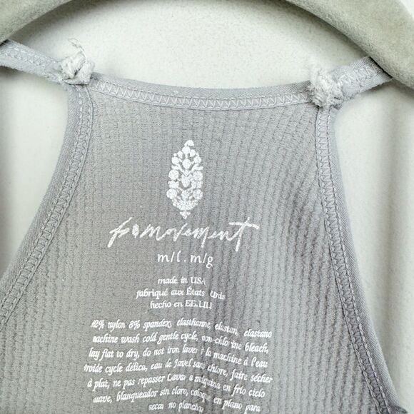 FREE PEOPLE | FP MOVEMENT Happiness Runs Gray Ribbed Crop Tank Women’s Size M/L - Picture 7 of 10